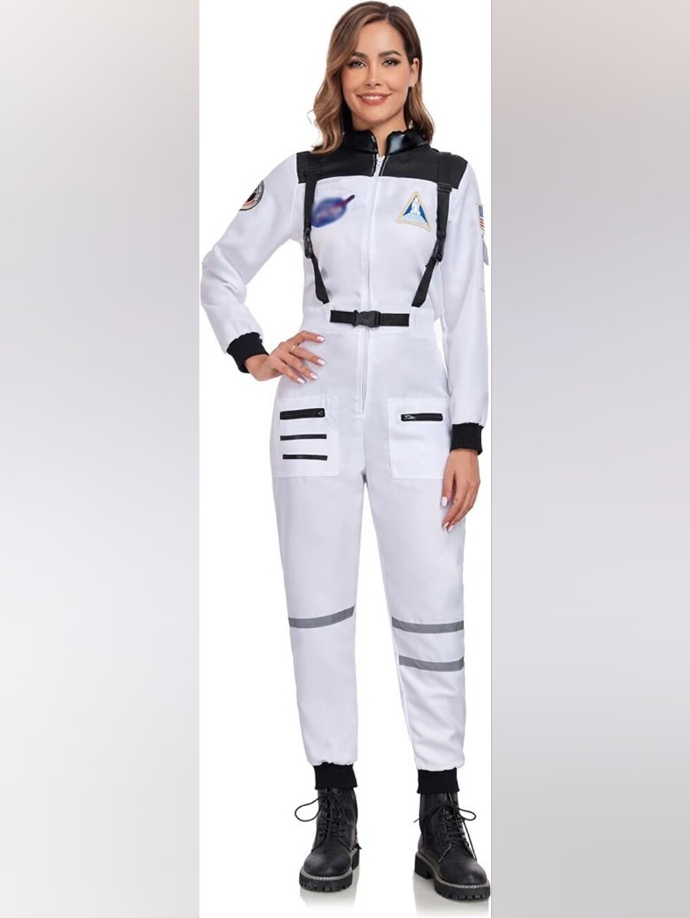 Womens Astronaut Costume Nasa Space Jumpsuit Halloween Dress up Universe, S